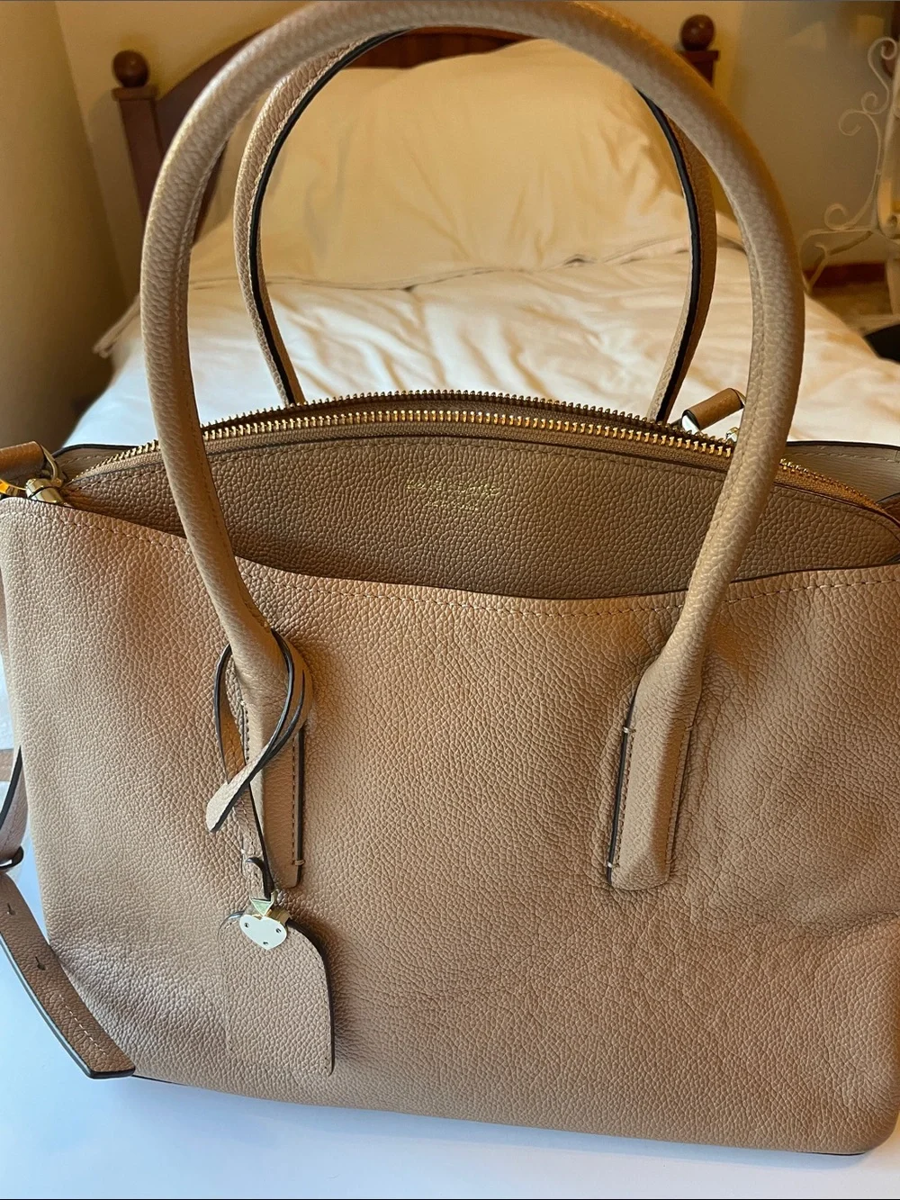 kate spade Pebbled Leather Tote in Taupe Cross body